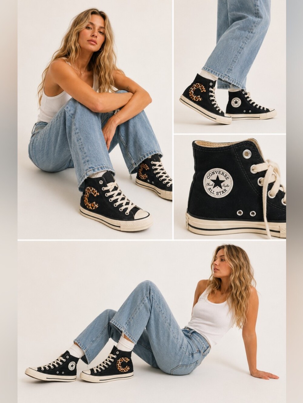 Converse Chuck Taylor All Star Black High Top Leopard C Sneakers Size 10 Men 8 - Picture 2 of 12